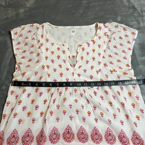 Gap Split Neck Cap Sleeve Floral Boho Print Blouse Size Small Colorful Festival - Picture 7 of 8